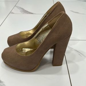 YOKI:GRETTA:  Size 7:  Taupe, Suede like.  All man made materials.